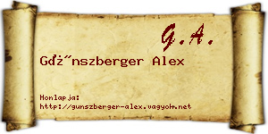 Günszberger Alex névjegykártya